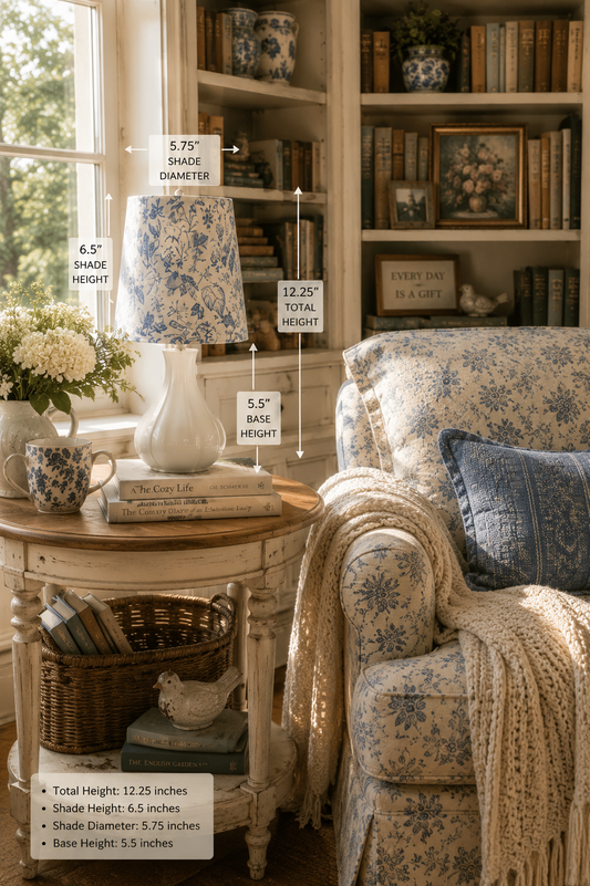 Blue Floral Toile Accent Lamps - Set of 2