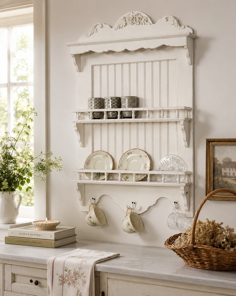Wall Mounted French-Style Dish and Plate Storage Rack