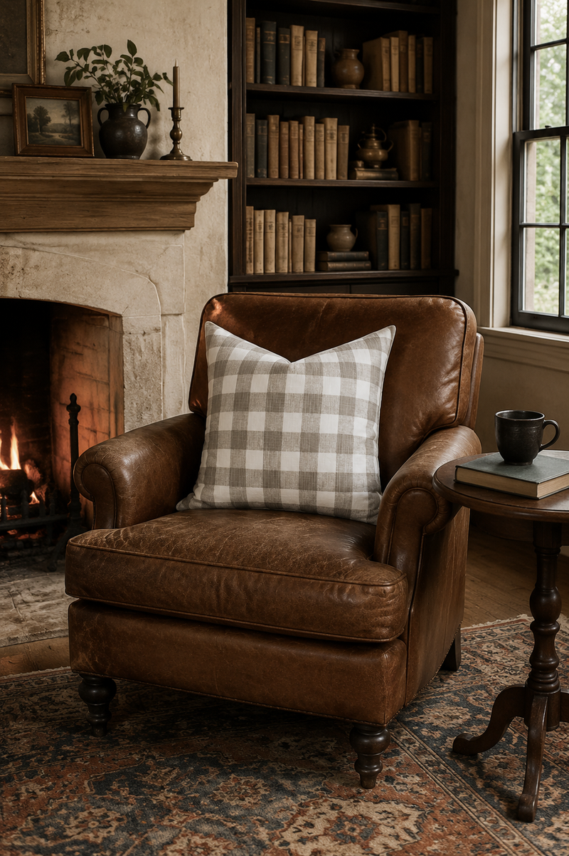 Tan Plaid Pillow