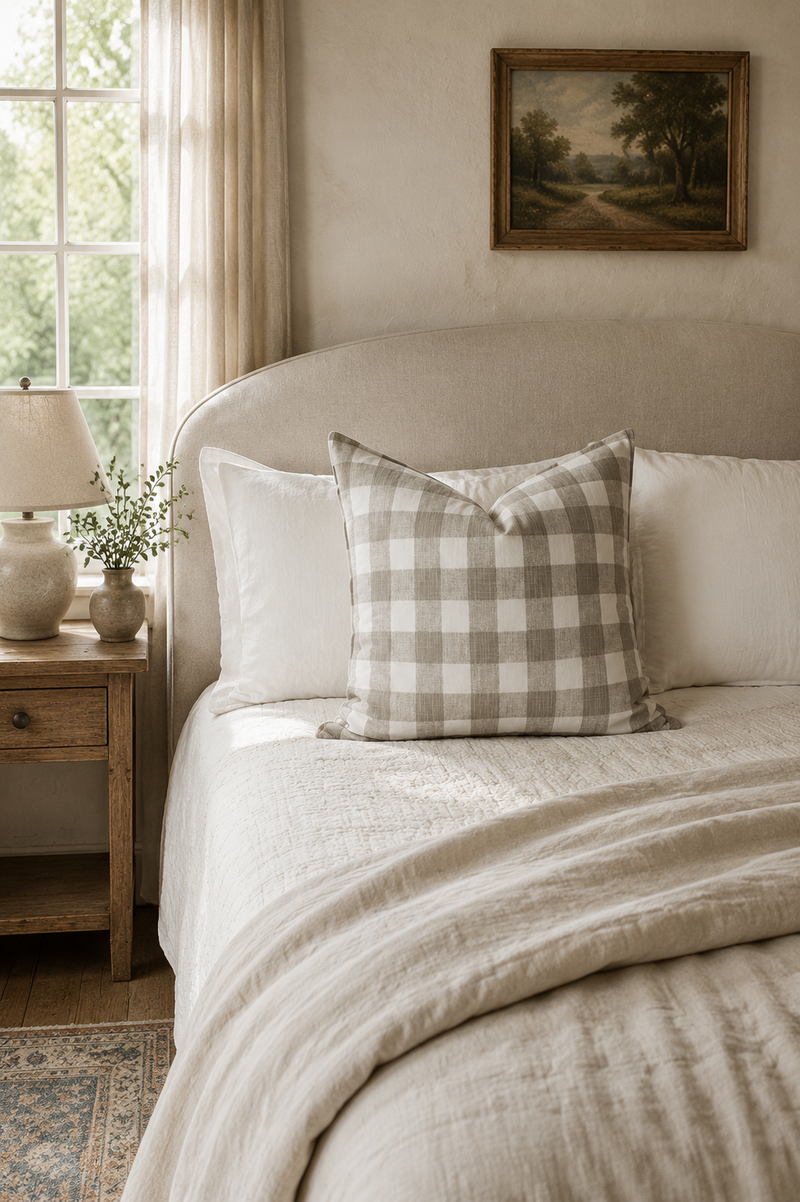 Tan Plaid Pillow