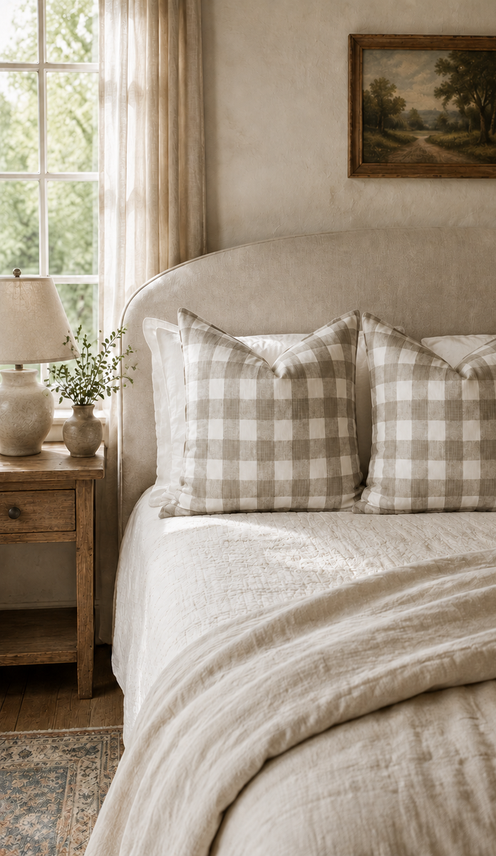 Tan Plaid Pillow