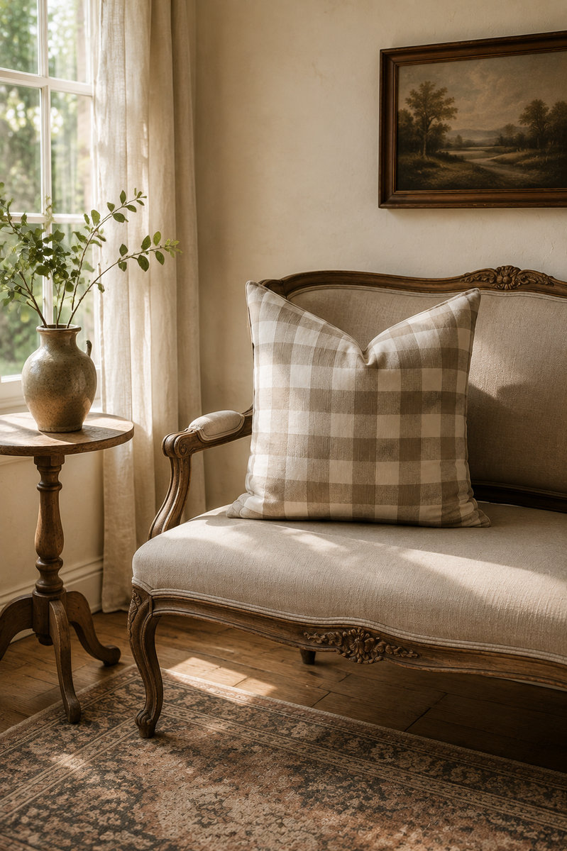 Tan Plaid Pillow