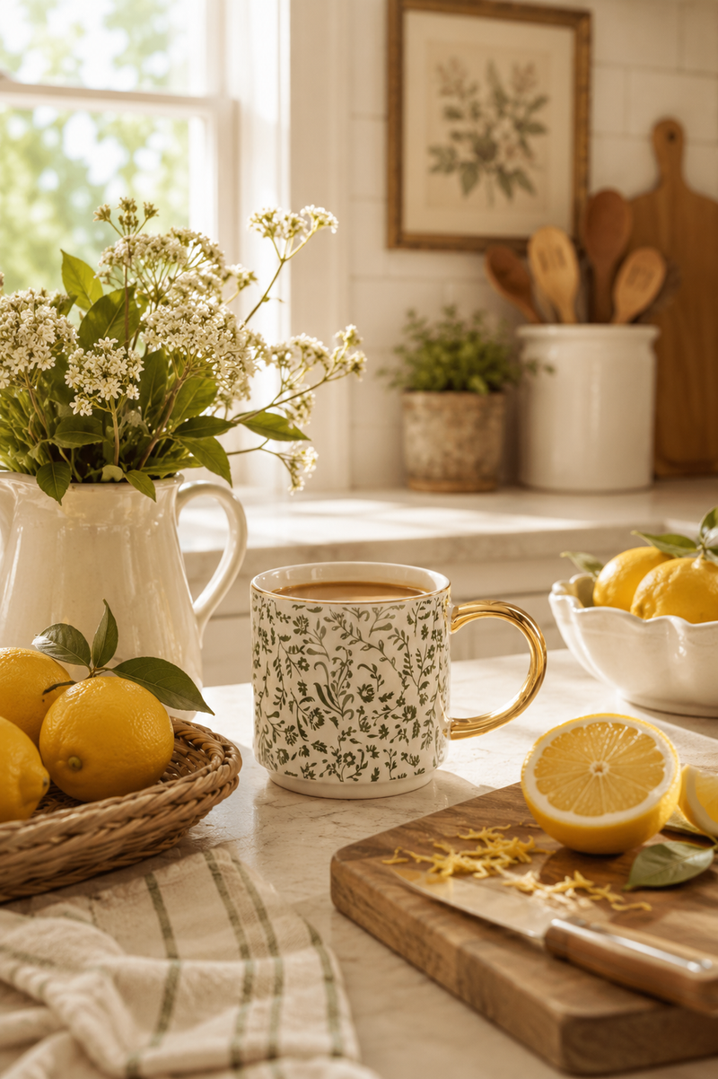 Green Ditsy Floral Coffee Mug