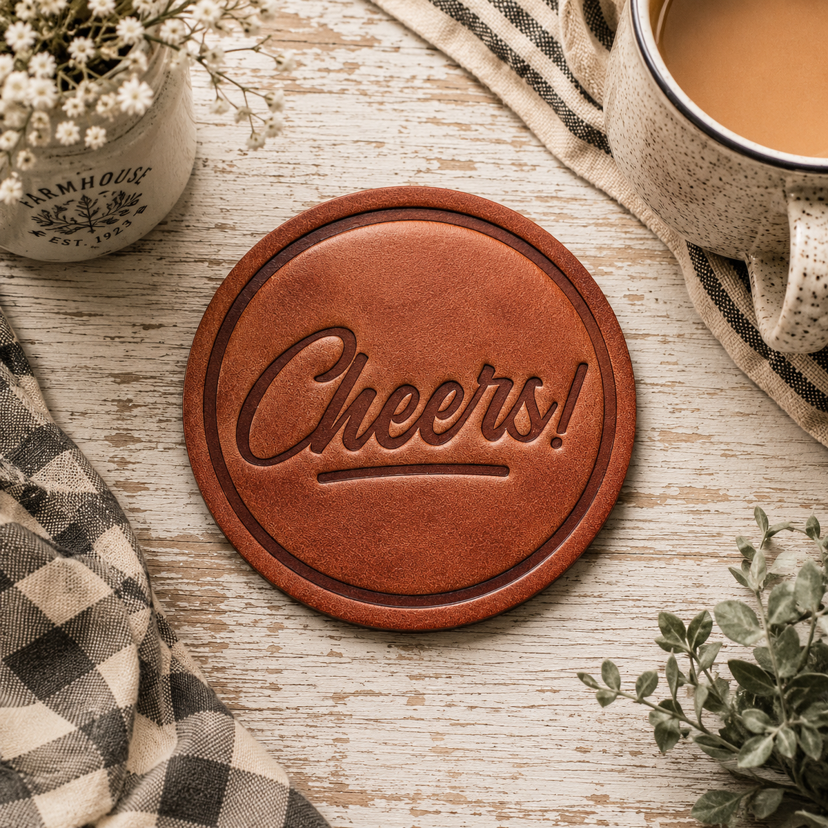 Cheers! Leather Coaster