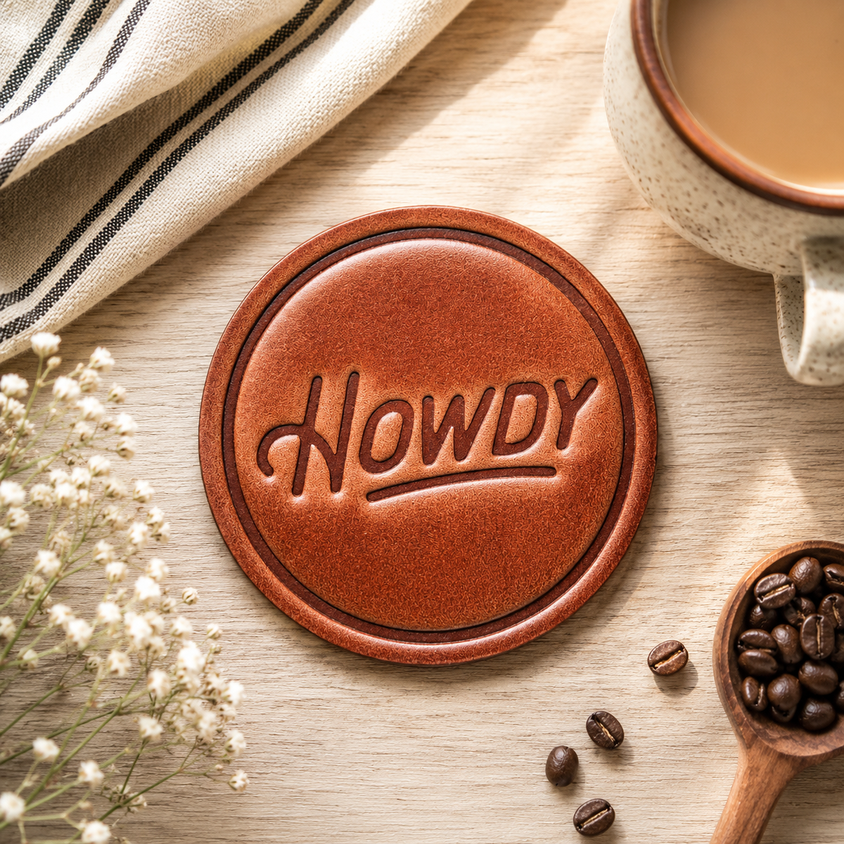 Howdy Leather Coaster