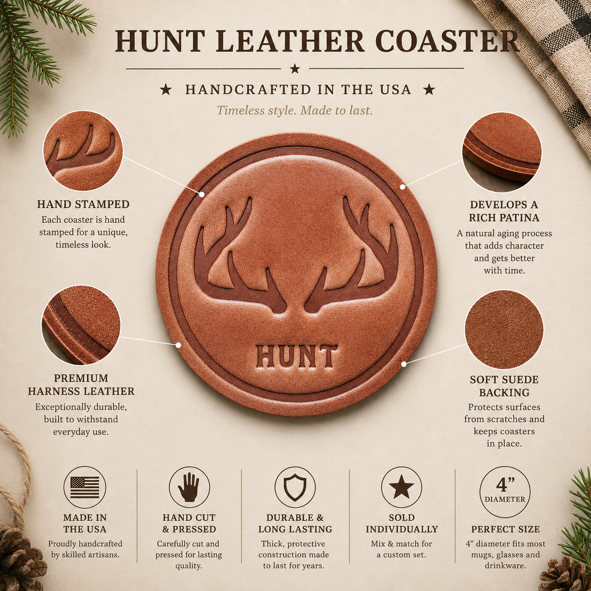 Hunt Leather Coaster