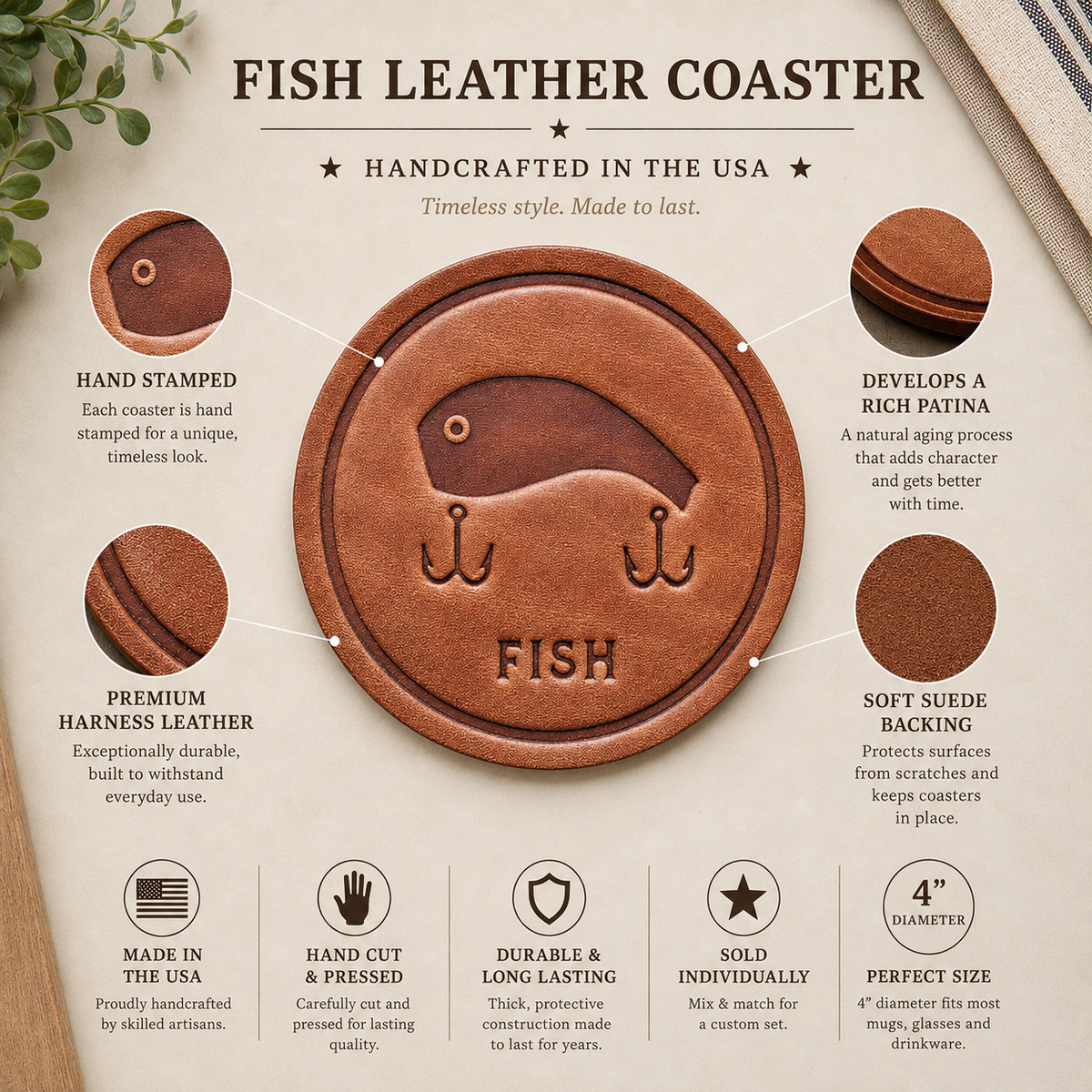 Fish Leather Coaster