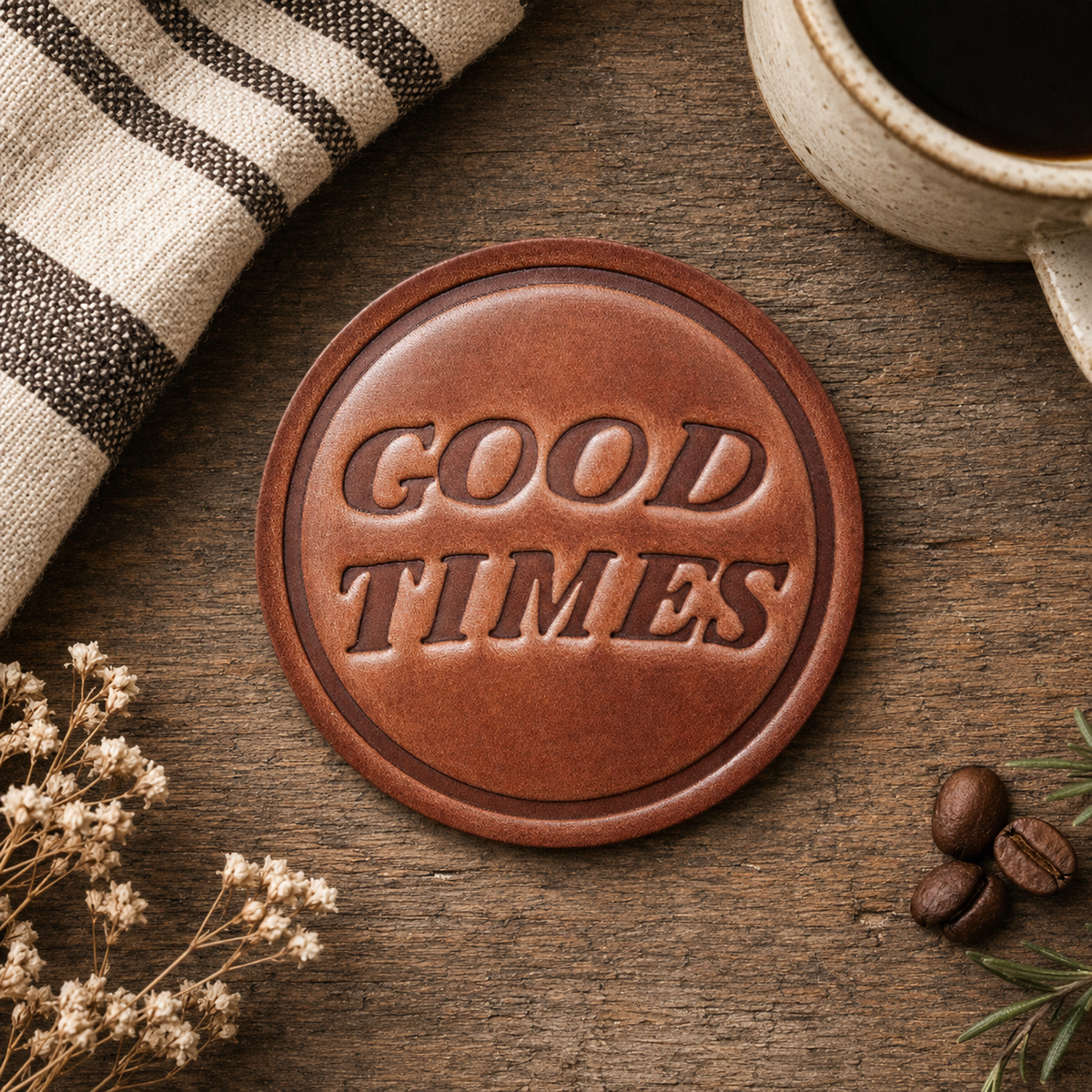 Good Times Leather Coaster
