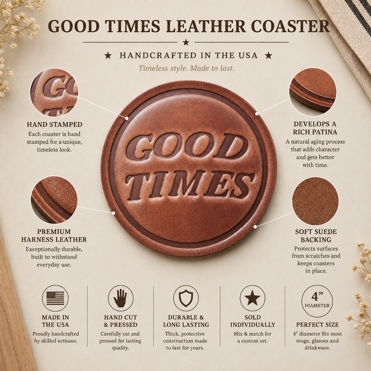 Good Times Leather Coaster