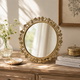 Brass Floral Round Table Mirror