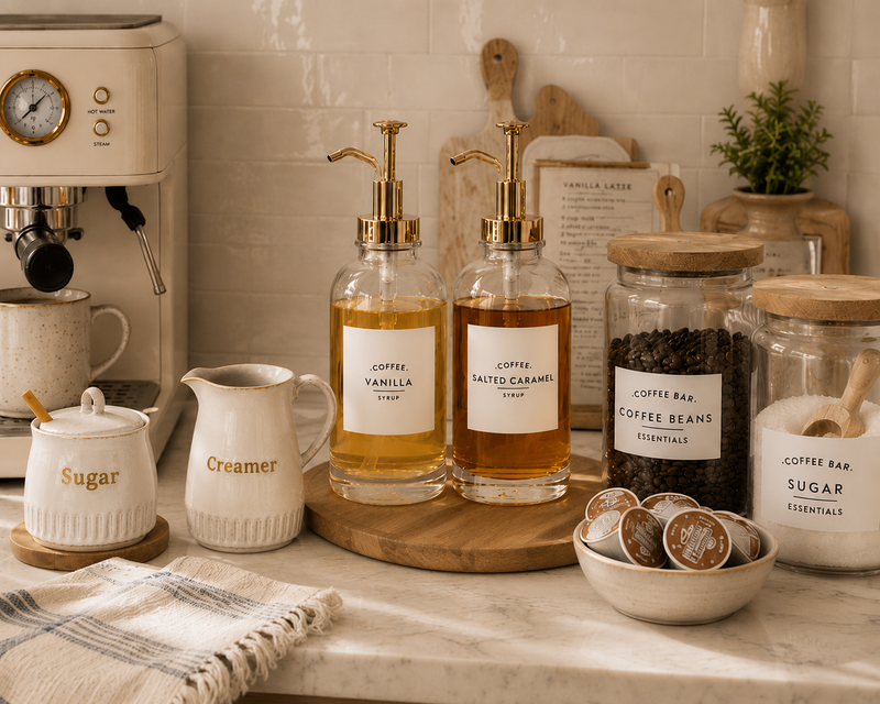 Glass Coffee Syrup Dispenser Set