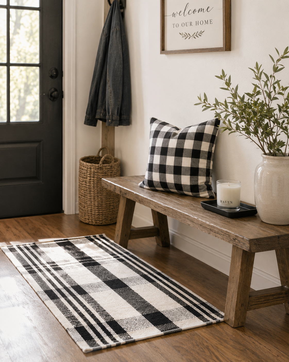 Black + White Woven Buffalo Pillow Cover