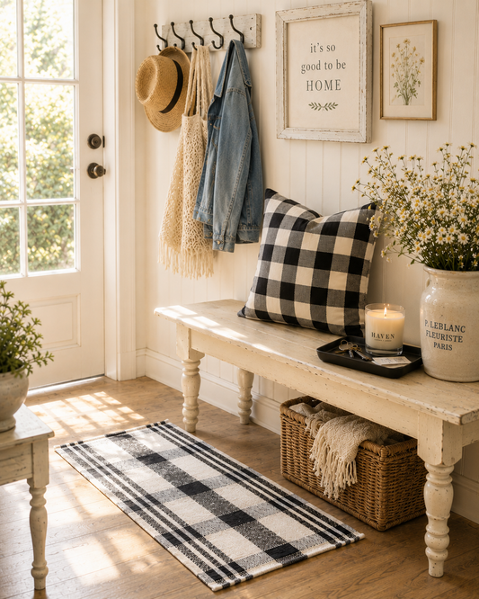 Black + White Woven Buffalo Pillow Cover
