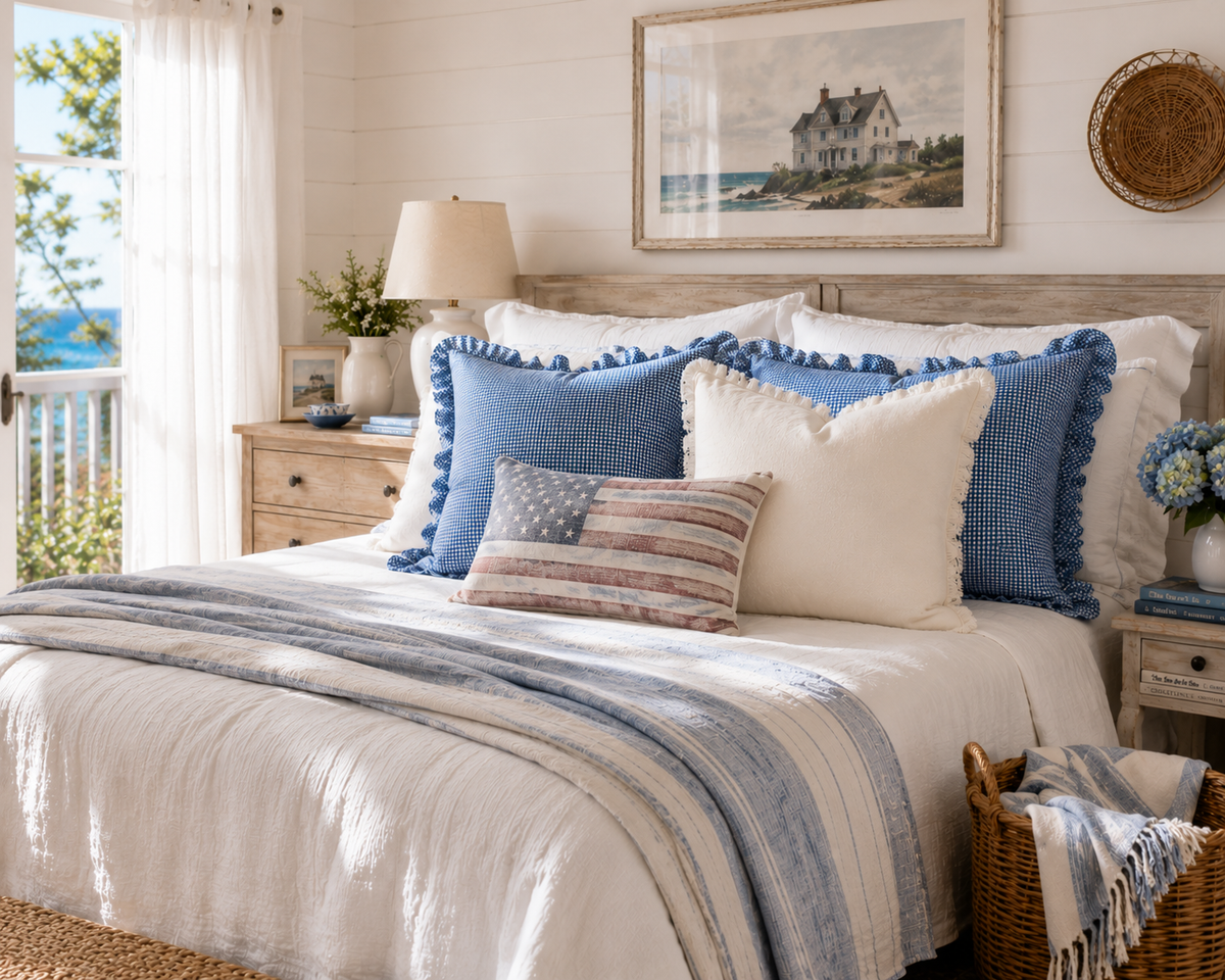 Blue Micro Gingham Pillow