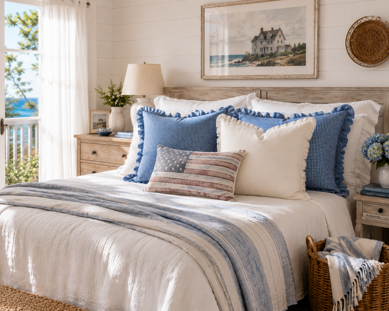 Blue Micro Gingham Pillow