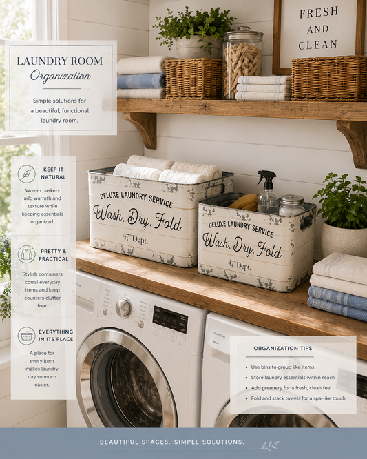 Farmhouse Metal Laundry Bin Set