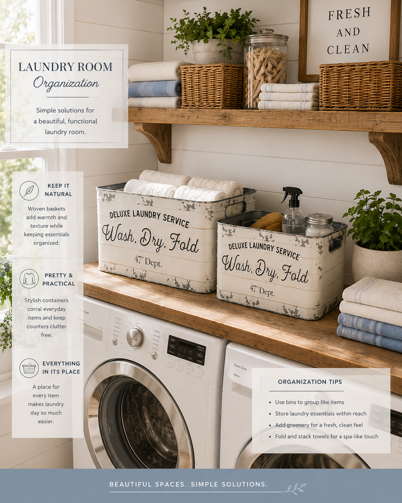 Farmhouse Metal Laundry Bin Set