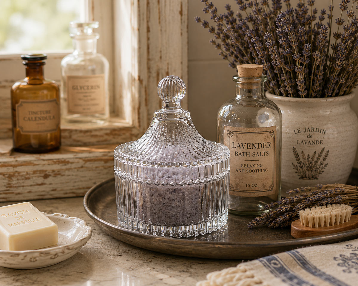 Vintage Ribbed Glass Jar