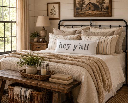 Hey Y’all Farmhouse Lumbar Pillow