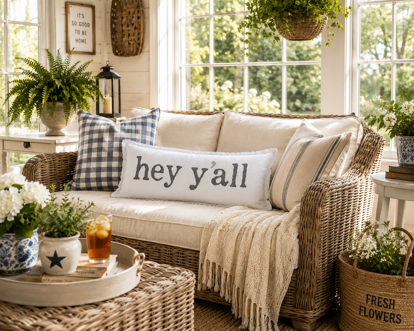 Hey Y’all Farmhouse Lumbar Pillow