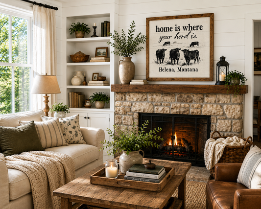 Home Is Where Your Herd Is Personalized Heirloom Wall Art