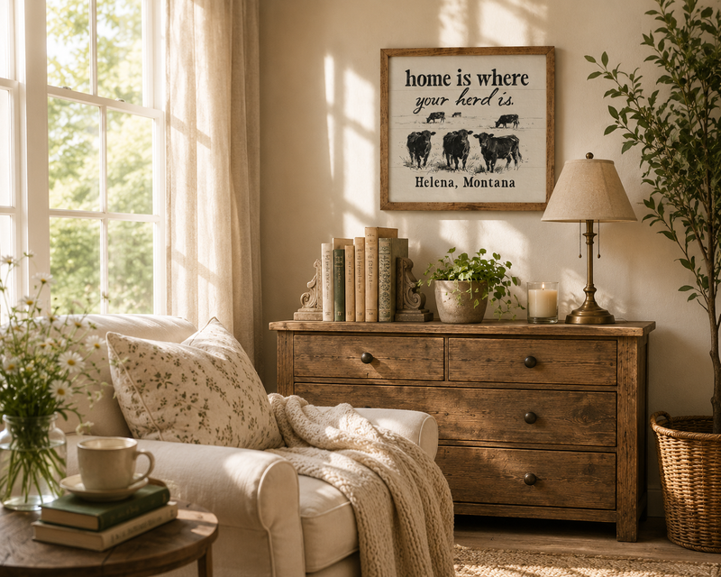 Home Is Where Your Herd Is Personalized Heirloom Wall Art