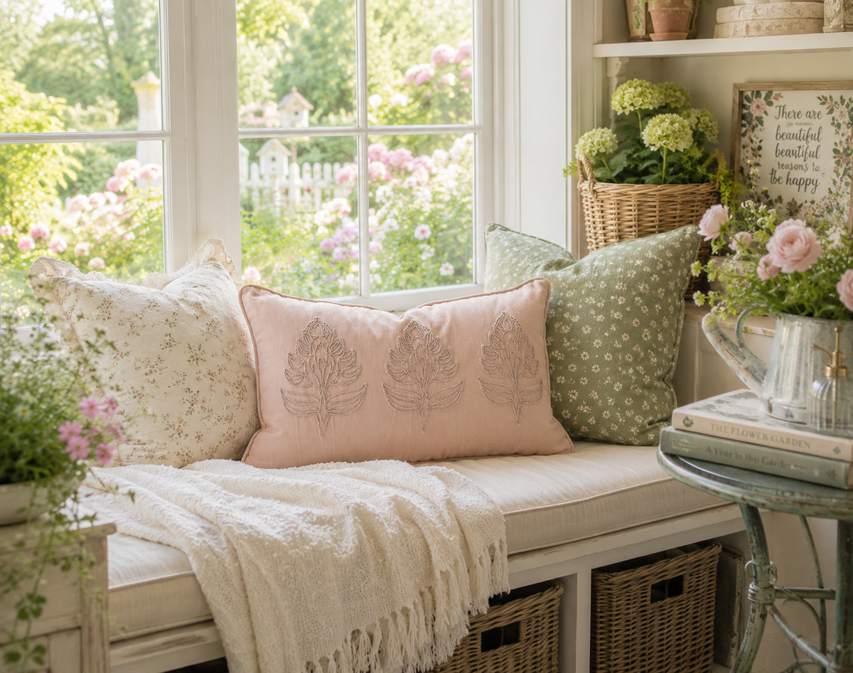 Eloise Embroidered Vintage Cotton Pillow