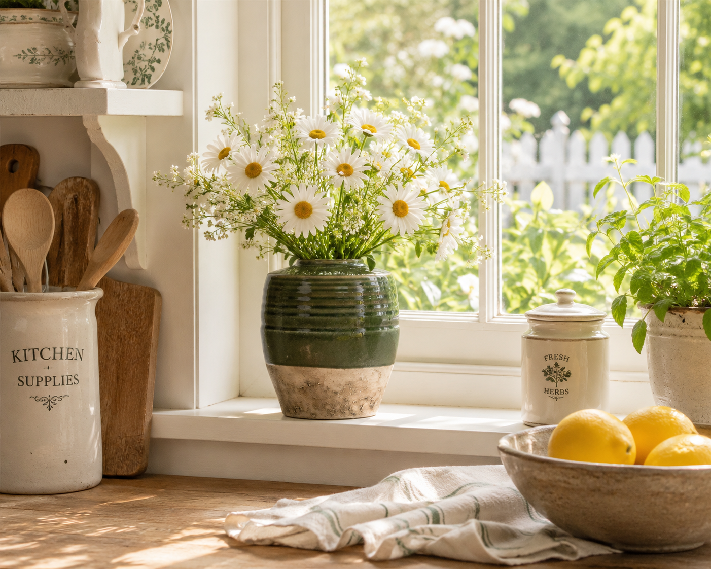Green Two-Toned Cement Vase