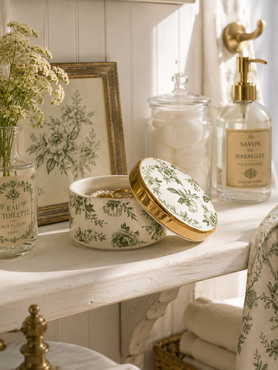 Green Delft Trinket Box