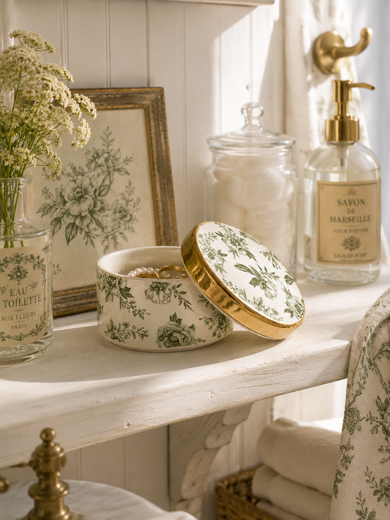 Green Delft Trinket Box