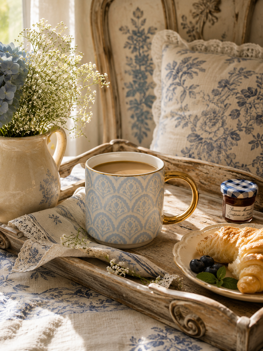 Blue Floral Quilt Coffee Mug