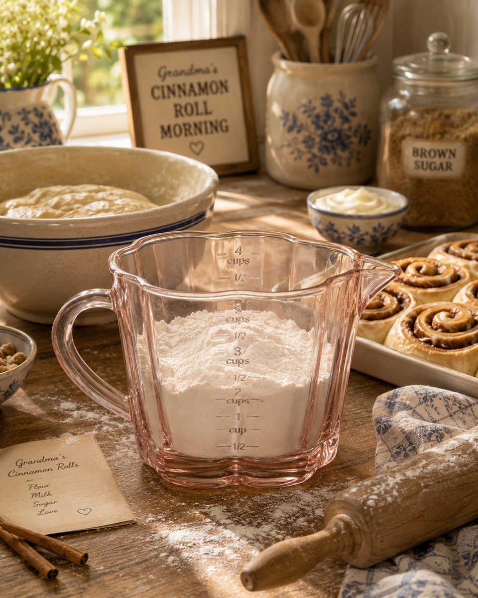Rose Flower Cottage Farmhouse Glass Measuring Cup - Large