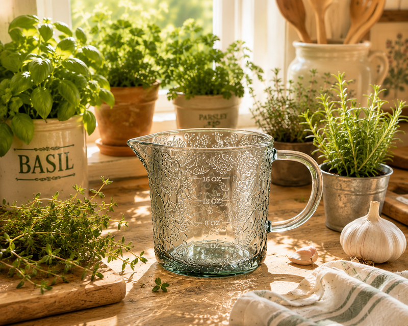 botanical glass measuring cup
