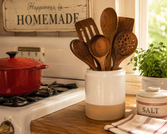 Farmhouse Ceramic Utensil Holder