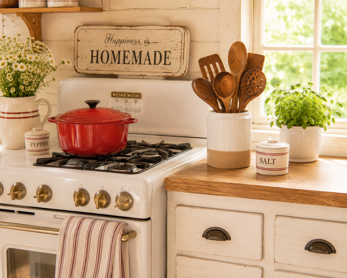 Farmhouse Ceramic Utensil Holder