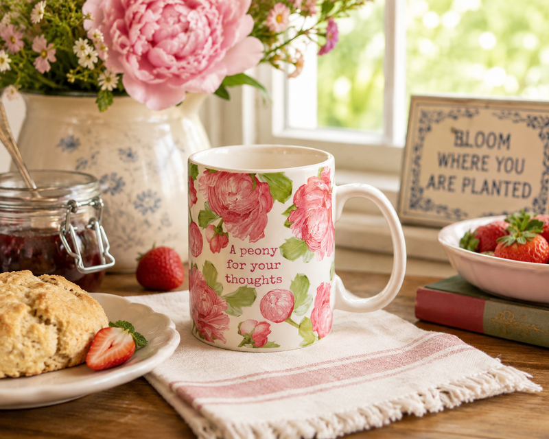 Peony Cottage Farmhouse Stoneware Mug