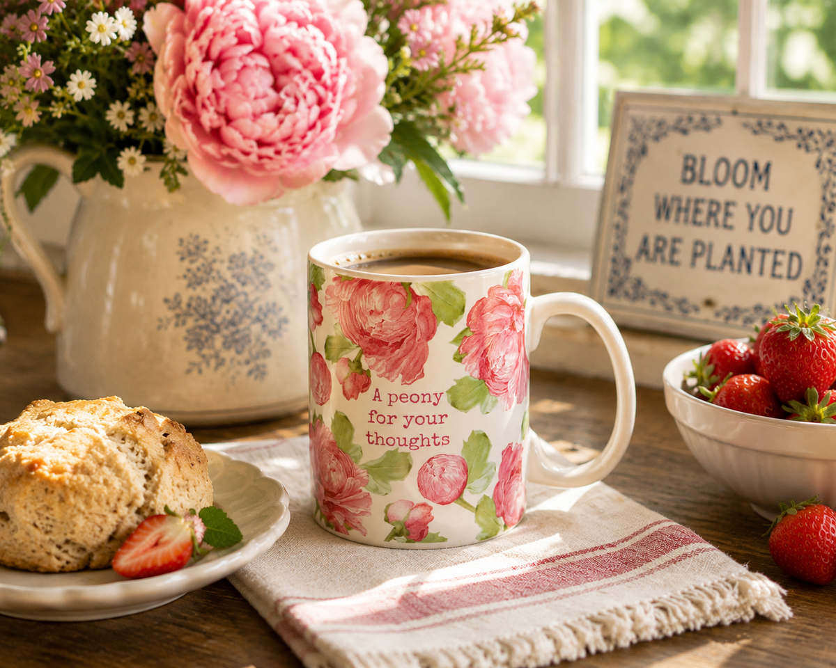 Peony Cottage Farmhouse Stoneware Mug