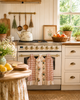 Gingham Floral Cottage Farmhouse Ruffled Kitchen Towels Set of 3