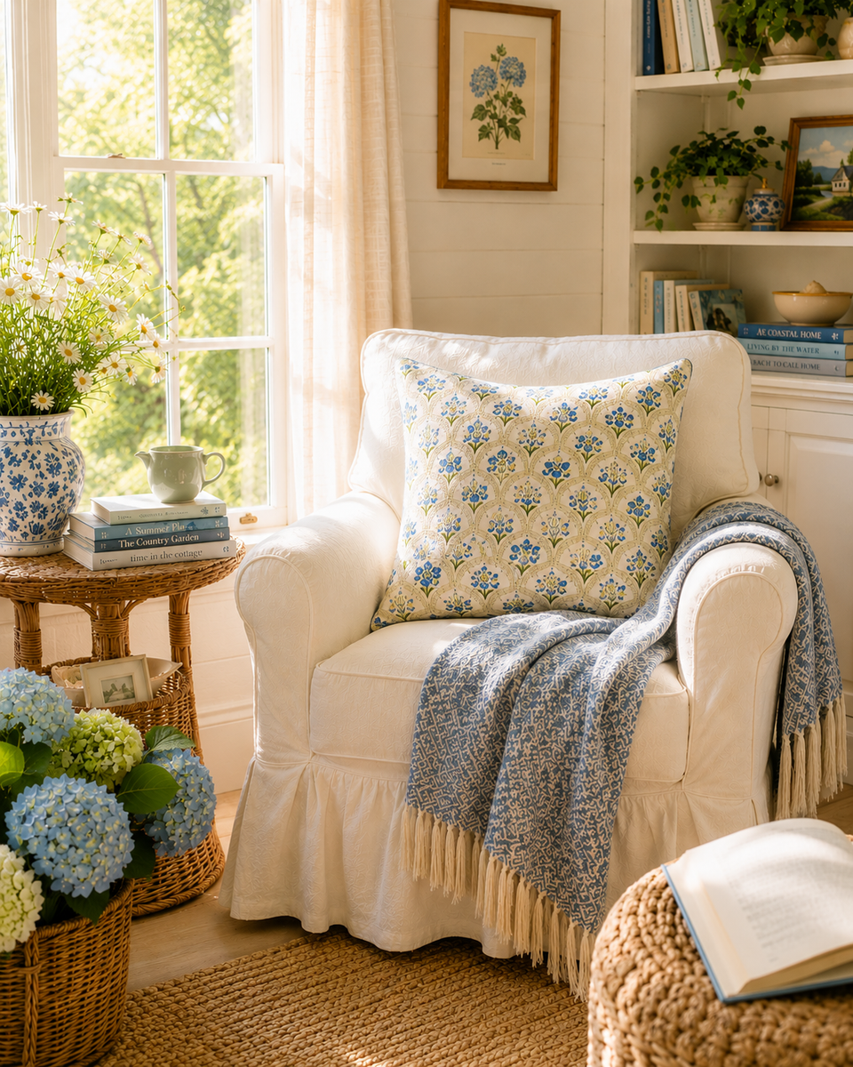 Harlow Hand Drawn Floral Garden Pillow Cover