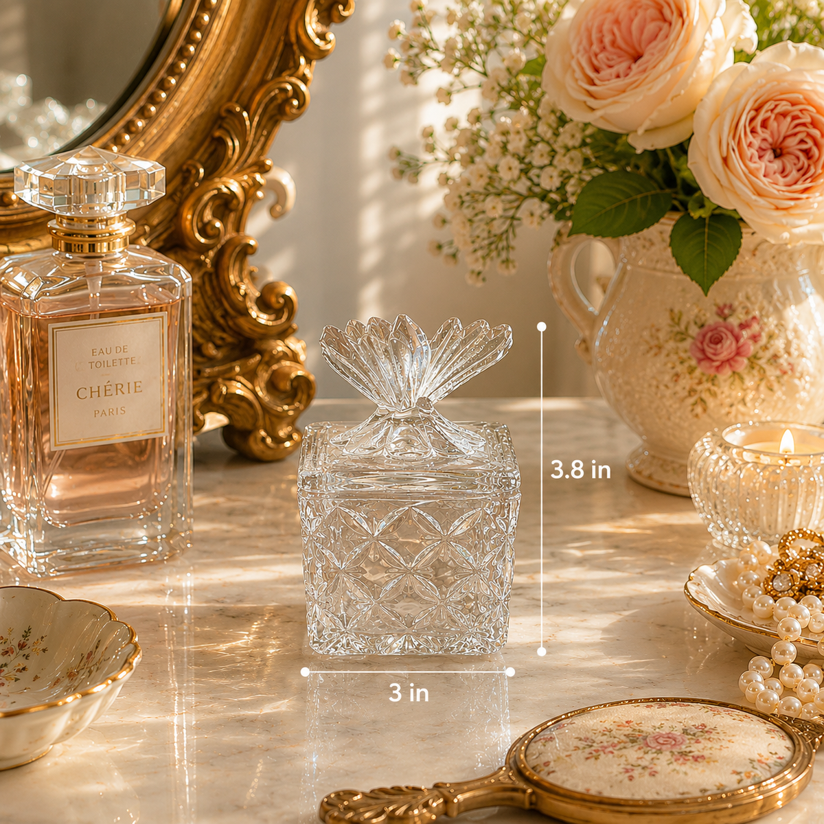 Vintage Butterfly Square Glass Jar