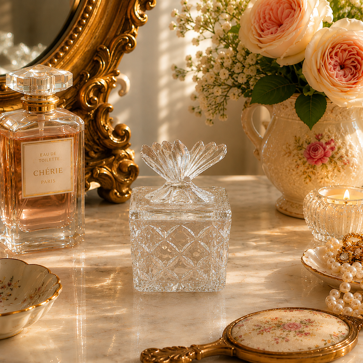 Vintage Butterfly Square Glass Jar