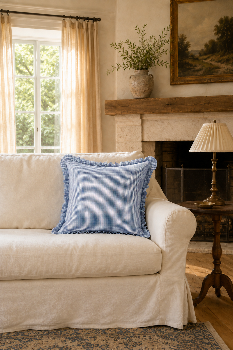 Blue Micro Gingham Pillow