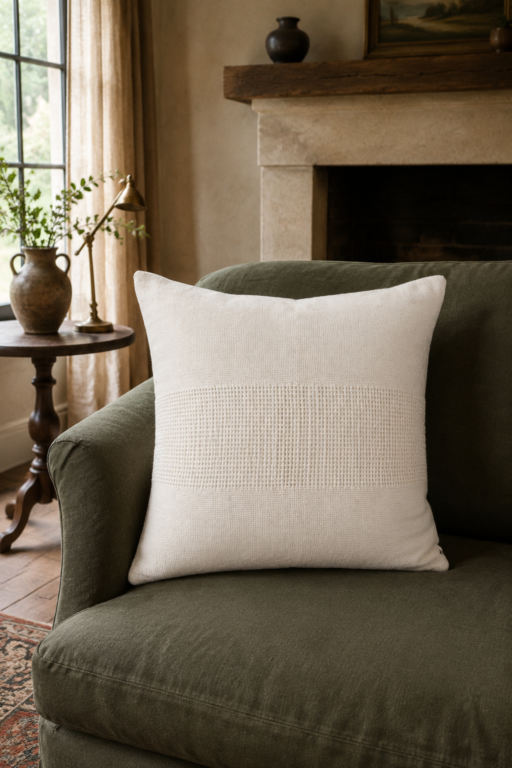 Cream Woven Pillow
