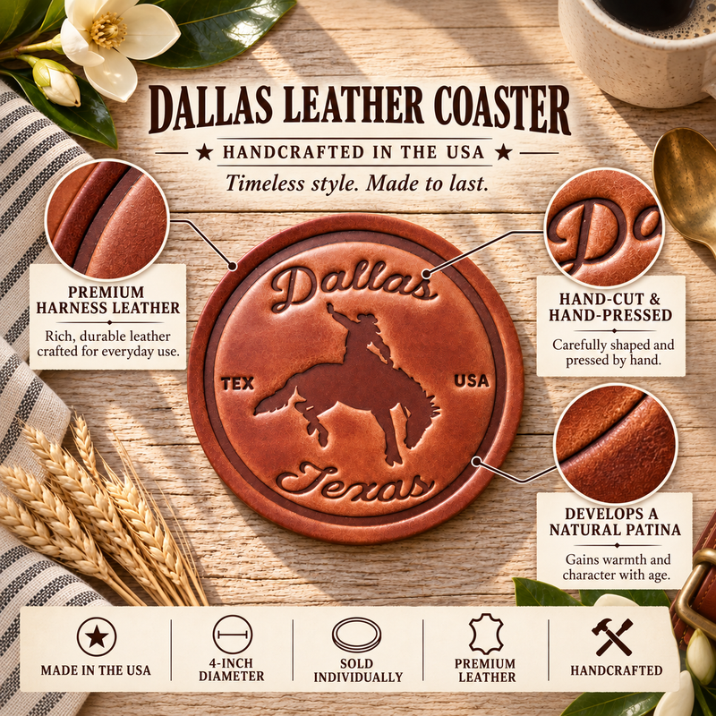 Dallas Texas Bronco Leather Coaster