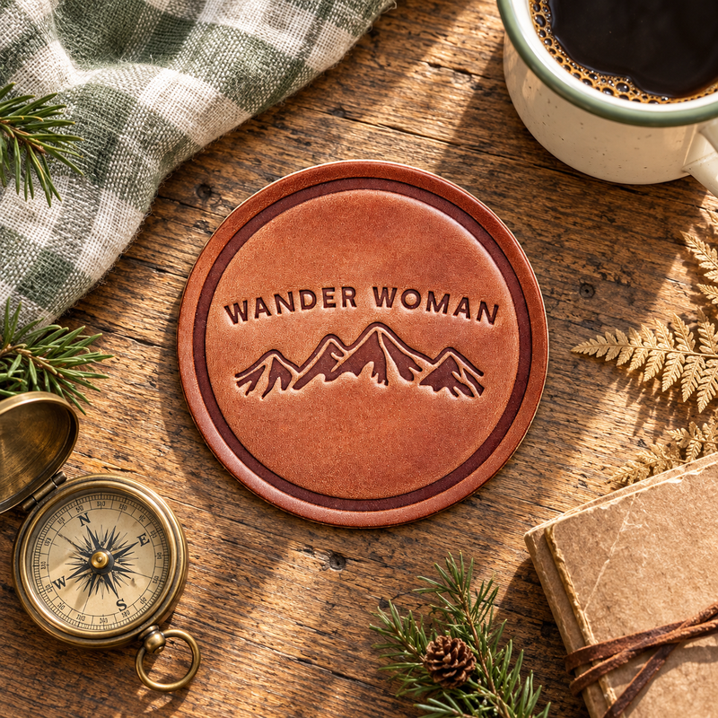Wander Woman Leather Coaster