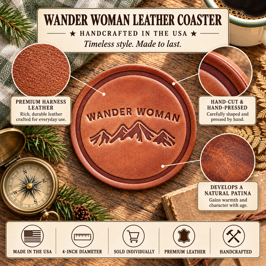 Wander Woman Leather Coaster