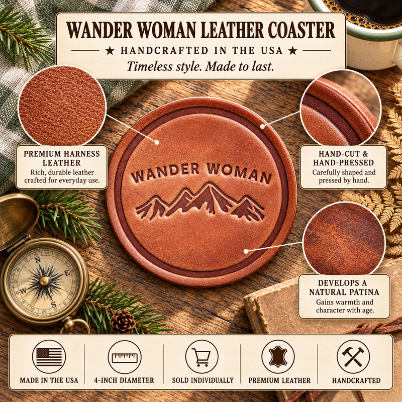 Wander Woman Leather Coaster