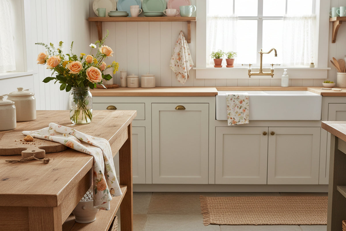 Chickadee Floral Kitchen Towel