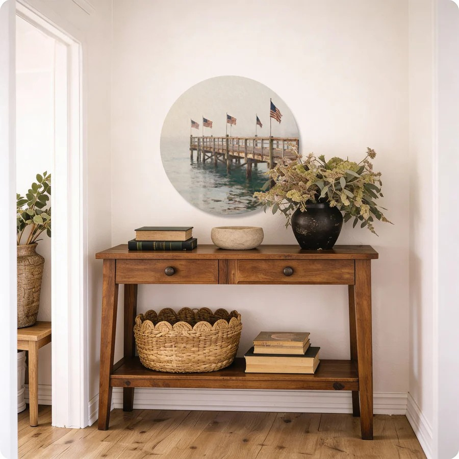 American flag pier coastal wall decor