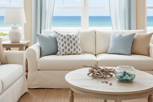 Coastal Blue Floral Pillow